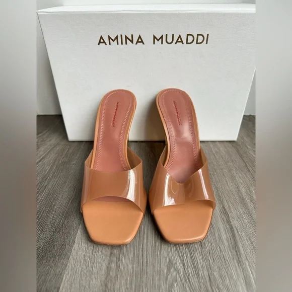 Amina Muaddi Lupita 95 PVC wedge sandals EU37.5/US7.5 $1105 - Picture 6 of 13
